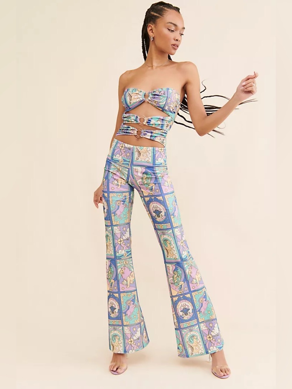 Oceanus x Free People Eden Shimmer Cutout Jumpsuit Catsuit Sz S/6